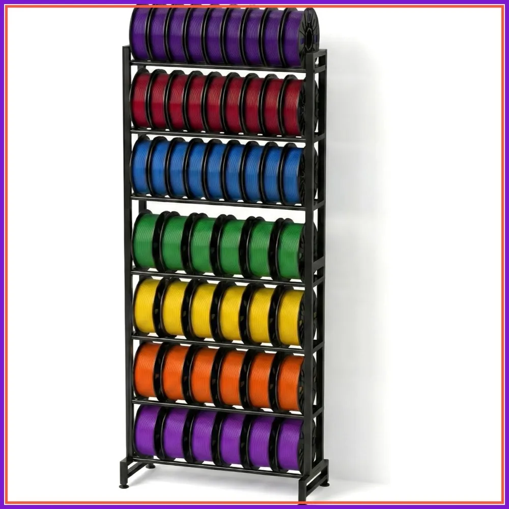 

7-Tier Heavy Duty Filament Storage Shelf, Reinforced Steel Organizer for PLA PETG ABS TPU Spools, Adjustable 200g-5kg