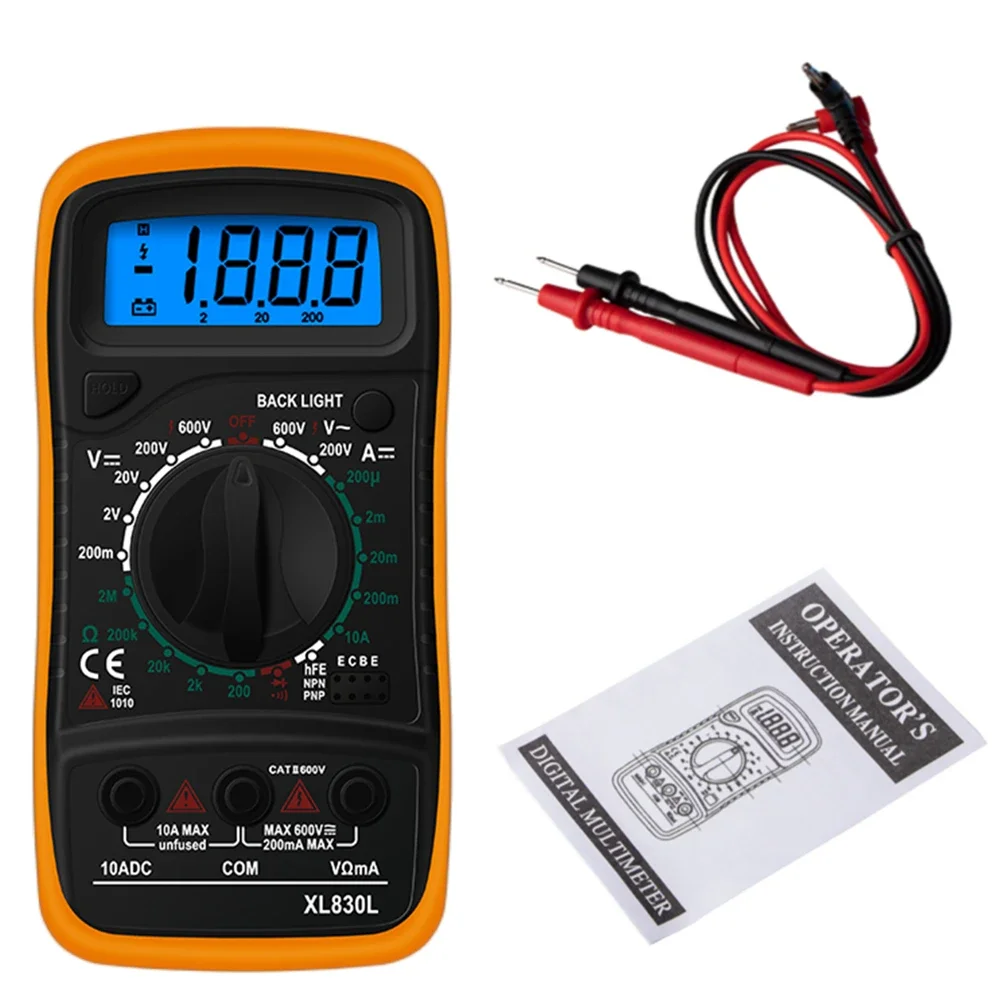 Multimeter genggam Digital LCD lampu latar portabel, Voltmeter AC/DC Ammeter Ohm voltase Meter Multimetro