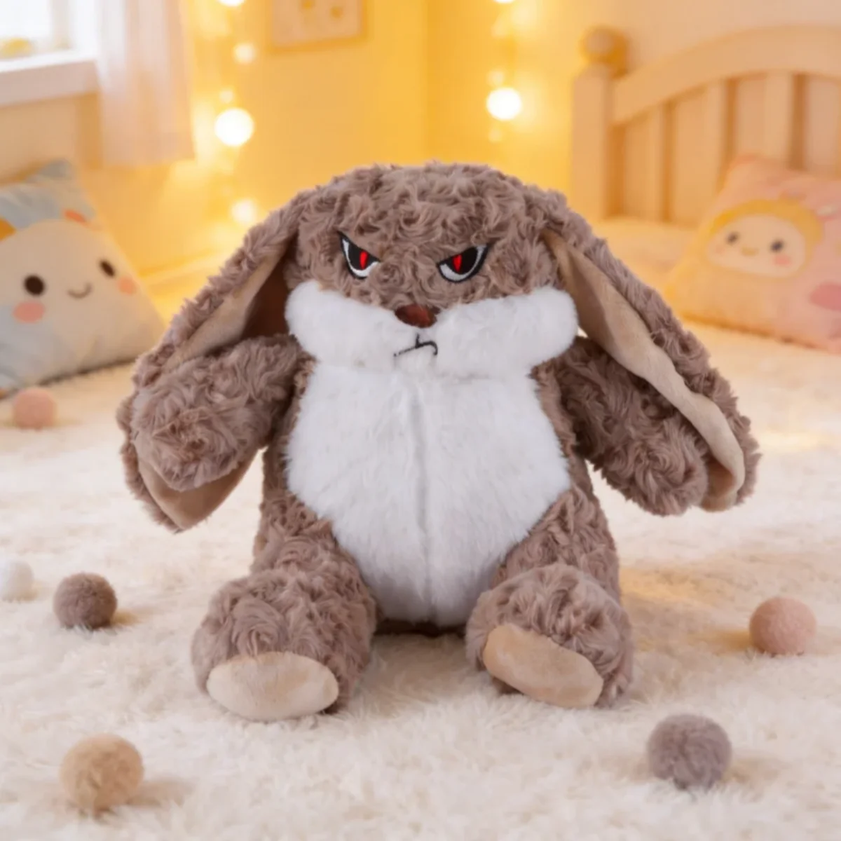 Soft Rabbit Plush Toy Bunny Doll Pull-Face Bunny Rabbit Angry Expression for Cuddling Home Decor Birthday Easter Gift for Friend