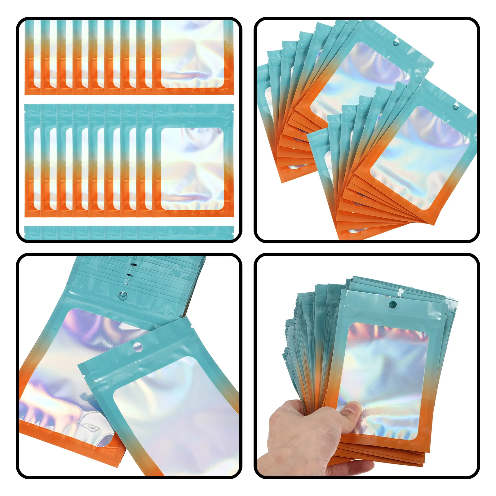 

100Pcs Resealable Bags Reusable High-Grade Plastic Clear Window Jewelry Crafts Food Storage Small Business Pouches
