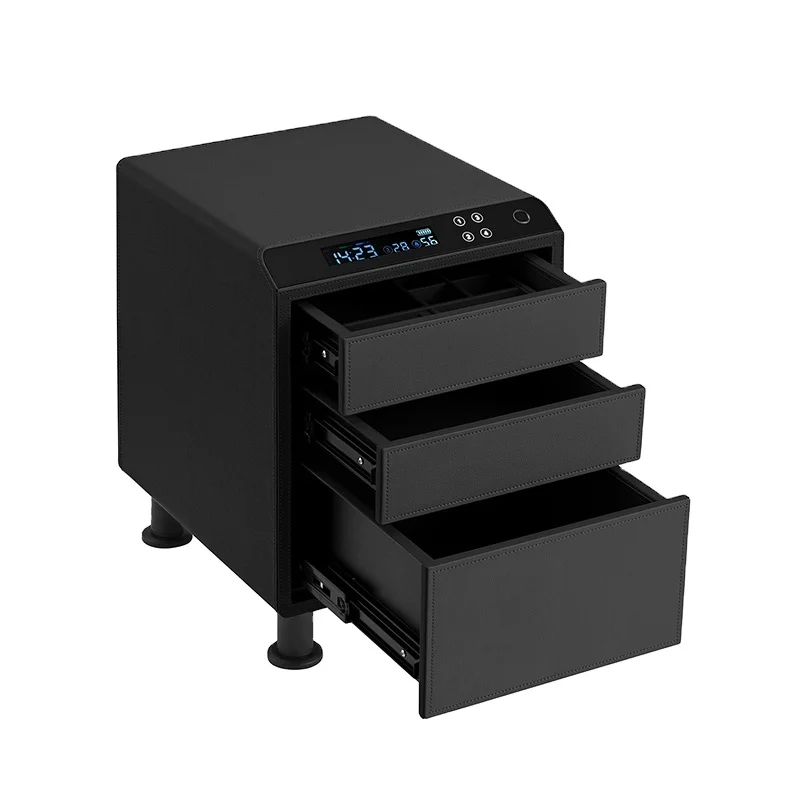 

Foshan Manufacturer Fingerprint Security Safe Box Freestanding 3-4 Layer Bedside Drawer Safe