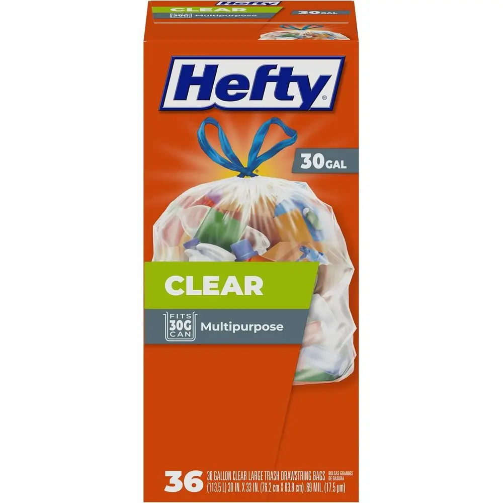 

30 Gallon Clear Trash Bags, 36-Pack, Heavy Duty
