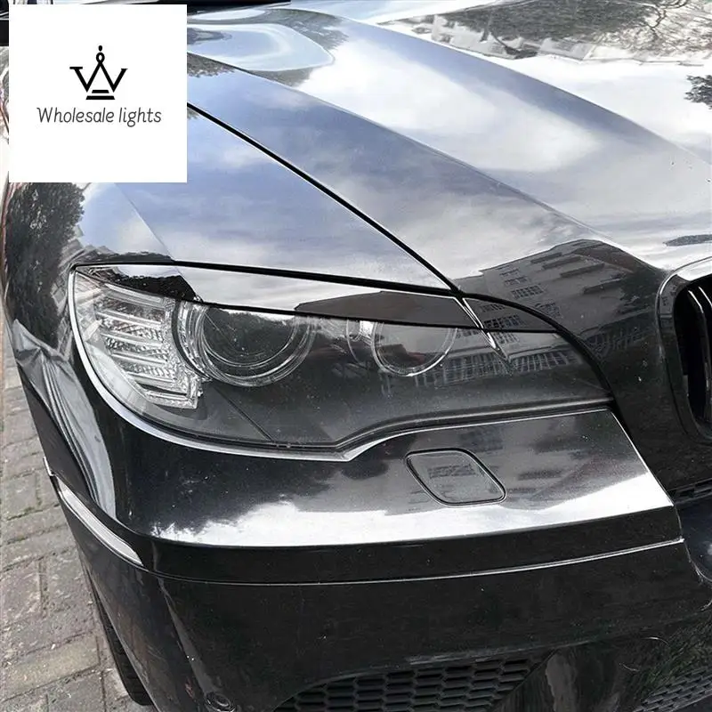 

4X Car Headlight Lamp Eyebrows Cover Trim For BMW X6 E71 2008-2014 Car Headlight Eyelids Lids Gloss Black