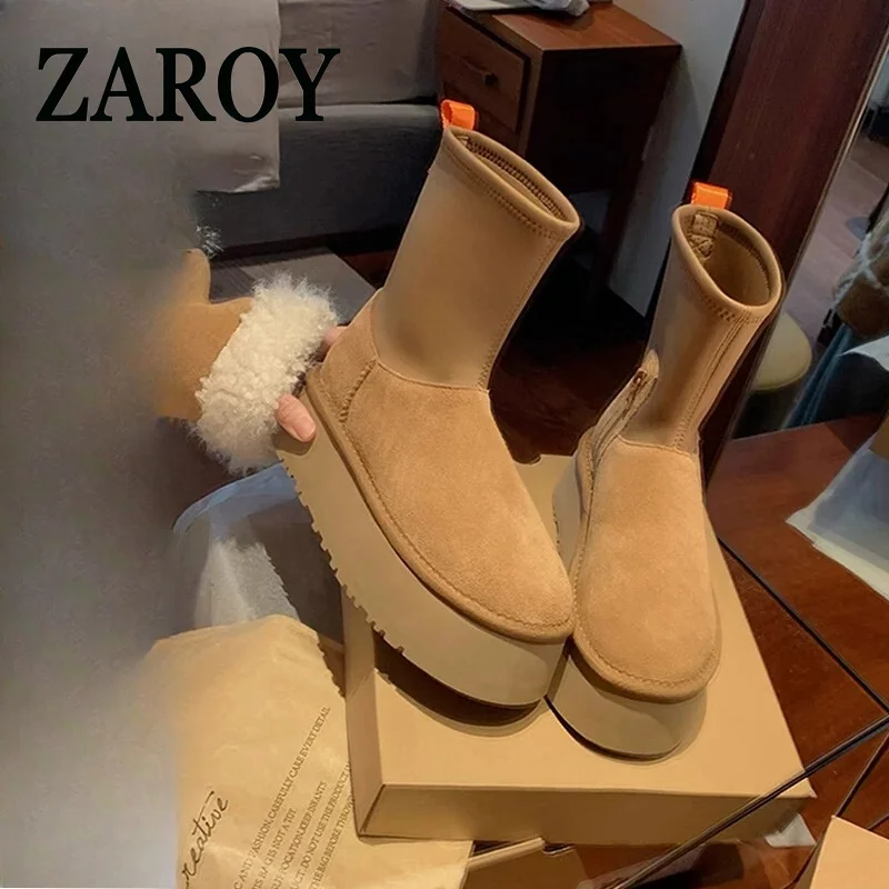 【Outlet Clearance】Thick-soled snow boots for women  winter fleece warm cotton shoes mid-calf