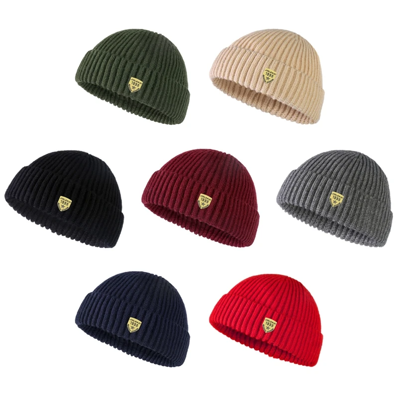 Street Style Hip Hop Skullcap Men Brimless Beanies Baggy Melon Cap Winter Keep Warm Knitted Bonnet Dancer Casual Beanies Hats