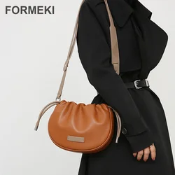 Formeki 2023 Vintage Bag Crossbody Bag Casual Retro Female Luxury Design Shoulder Bag Hobos Handbag Pleated Mixed Color Bag