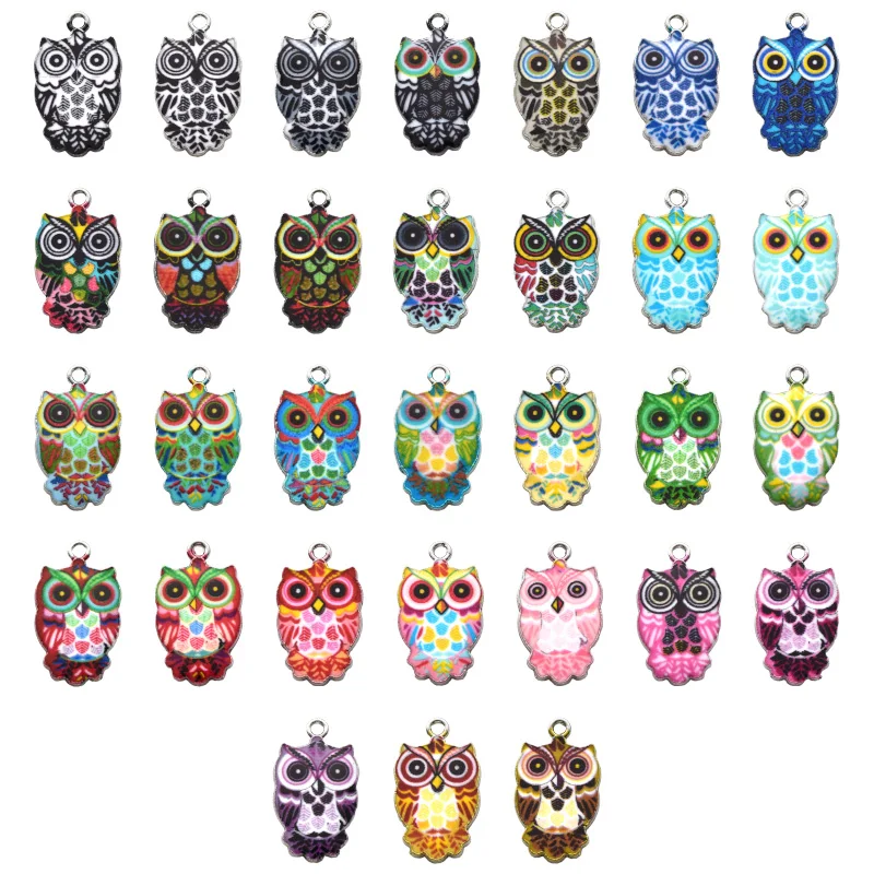 5/10/31pcs Colorful Owl Enamel Charms Alloy Metal Halloween Pendants For DIY Earring Necklaces Bracelet Keychain Jewelry Making