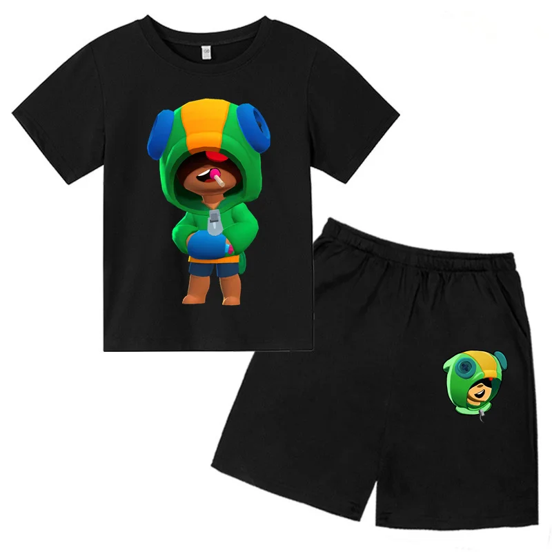 

Summer kid T-shirt Sets 3-12 Year Anime Printing Children's T-shirt Tops +Shorts Leisure Clothing Boys Girls Round neck Sets