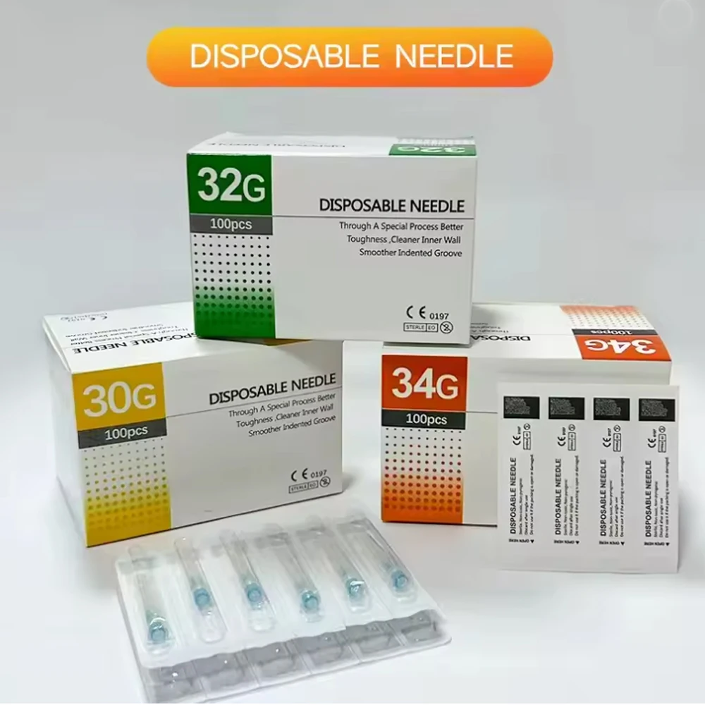 100pcs/BOX  Disposable Small Beauty Needle 18G 25G 27G 29G 30G 34G 36G Painless Micro Injection Syringe Needle