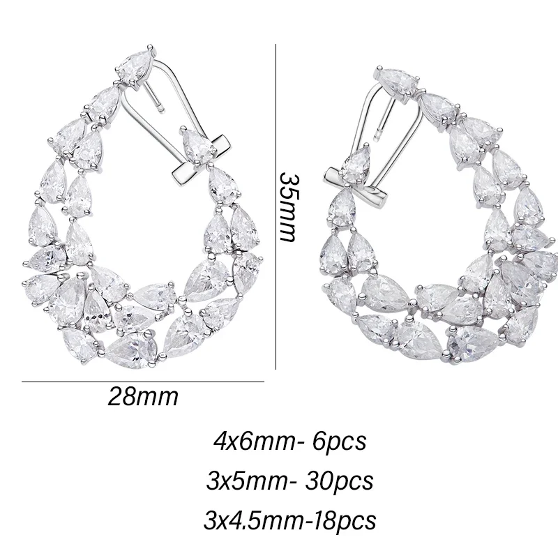 Pear-Shaped Earring 925 Sterling Silver D color Clarity VVS1 Moissanite K white Daily Work Party Travel Luxurious Gift For Women