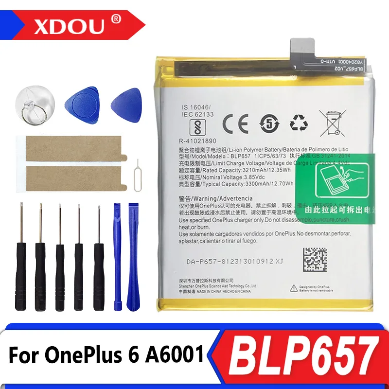 

100% новый сменный аккумулятор BLP657 3300 мАч для OnePlus 6 A6001, оригинальные аккумуляторы для телефонов последнего производства + инструменты