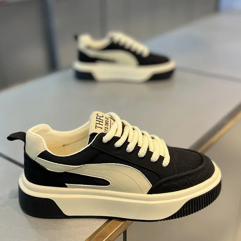 Men's White Navy Skate Shoes Retro Casual Sneakers Thick Sole Platform Fashion Streetwear Comfortable Daily Walking Trainers