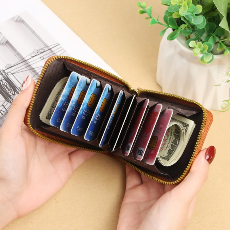 Foreign trade explosive card bag female exquisite rfid leather multi-functional male organ card bag bank card cover