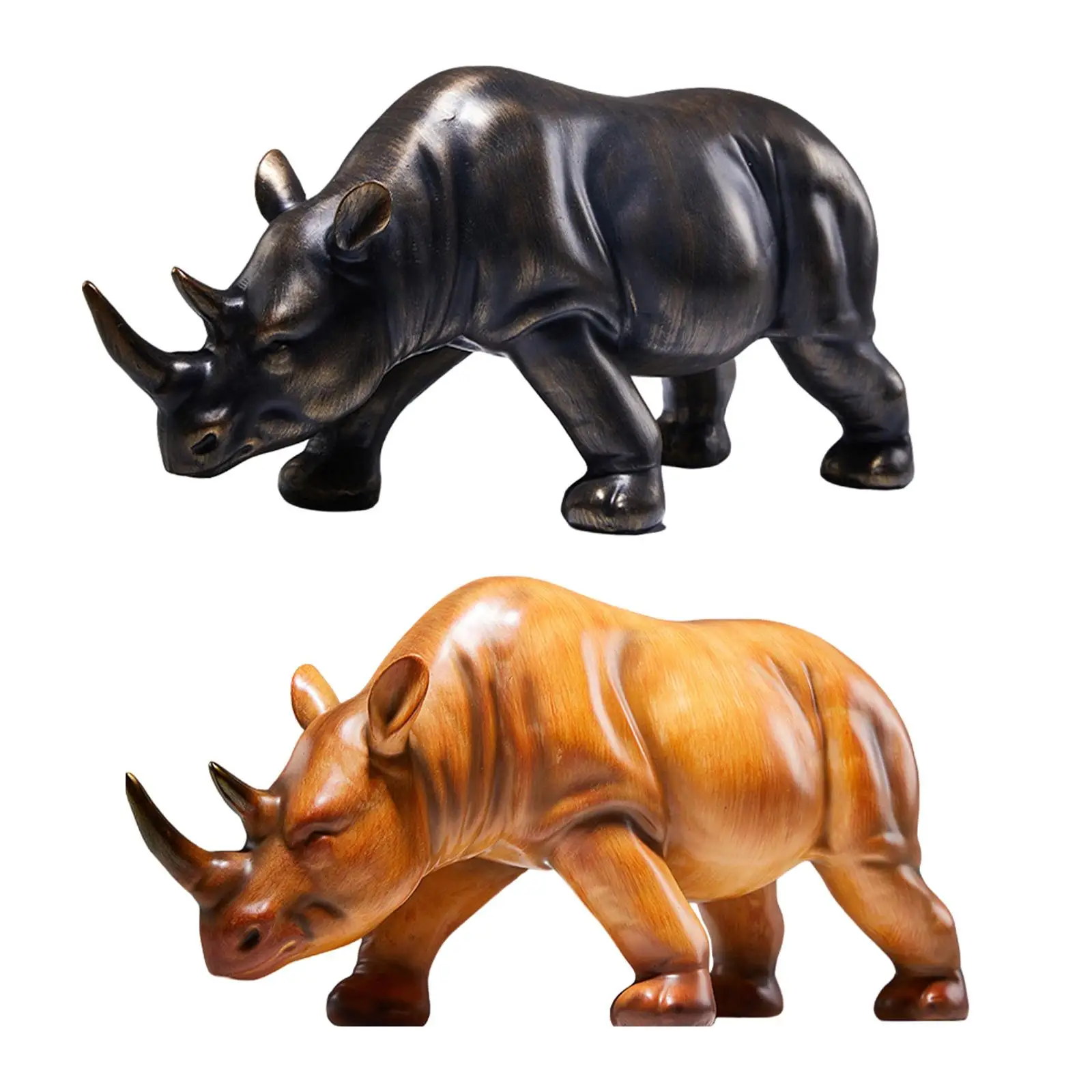 Rhinoceros Sculpture Creative Abstract Decorative Collection Rhinoceros Statue Figurine for Bar Table Shelf Festival TV Cabinet