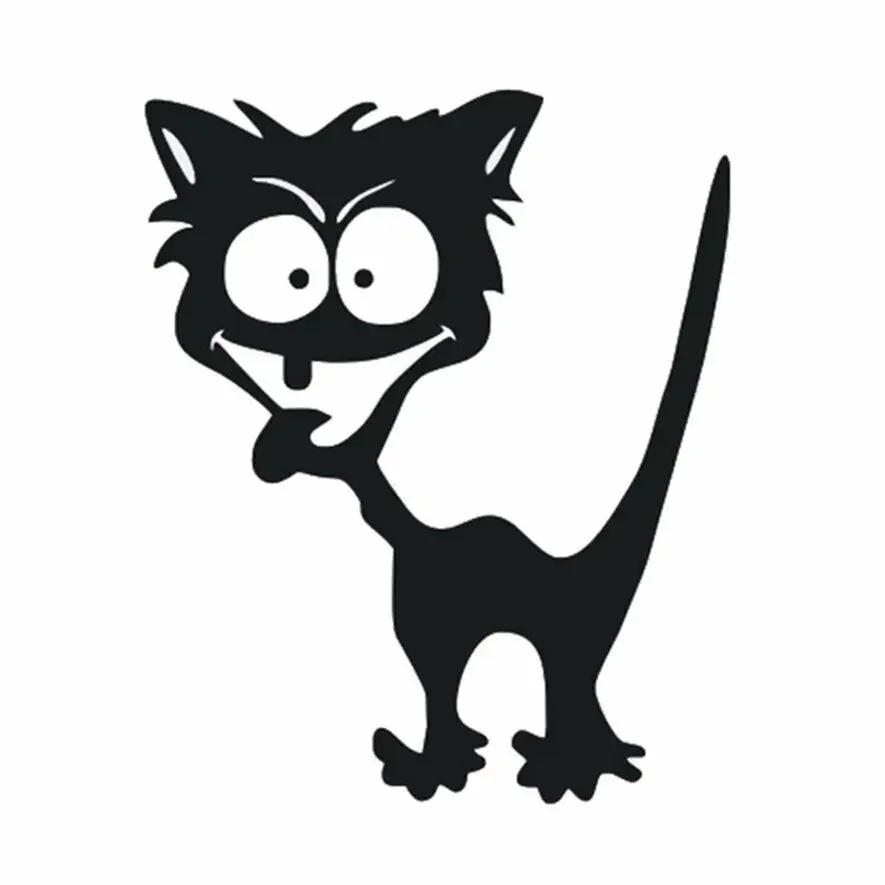 Pare-chocs de corps de chat crachant de langue, autocollants de voiture en vinyle, accessoires de casque de moto, décoration de conception mignonne, 15x13cm