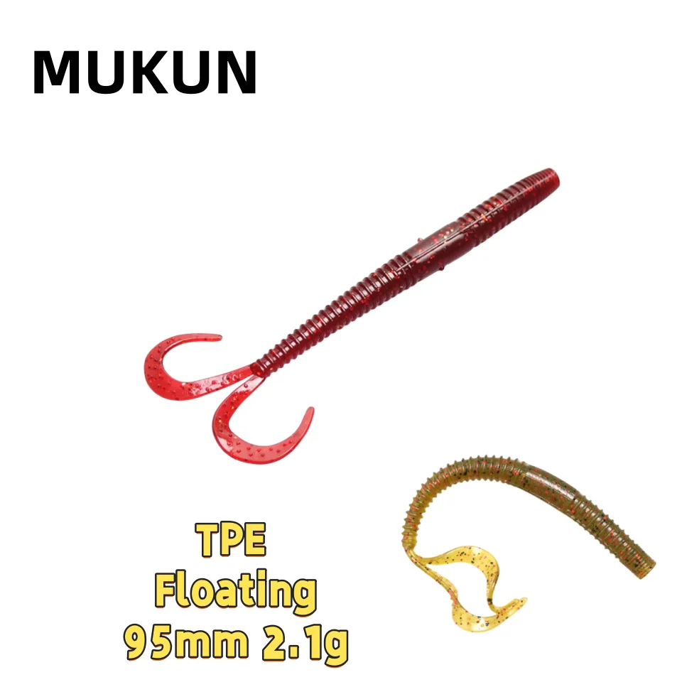 Señuelo de pesca de gusano de 9,5 cm, cebo suave, cebos de palo de plástico para lubina, trucha, señuelo de pesca, aparejo loco, aparejo de Carolina, aparejo de Texas