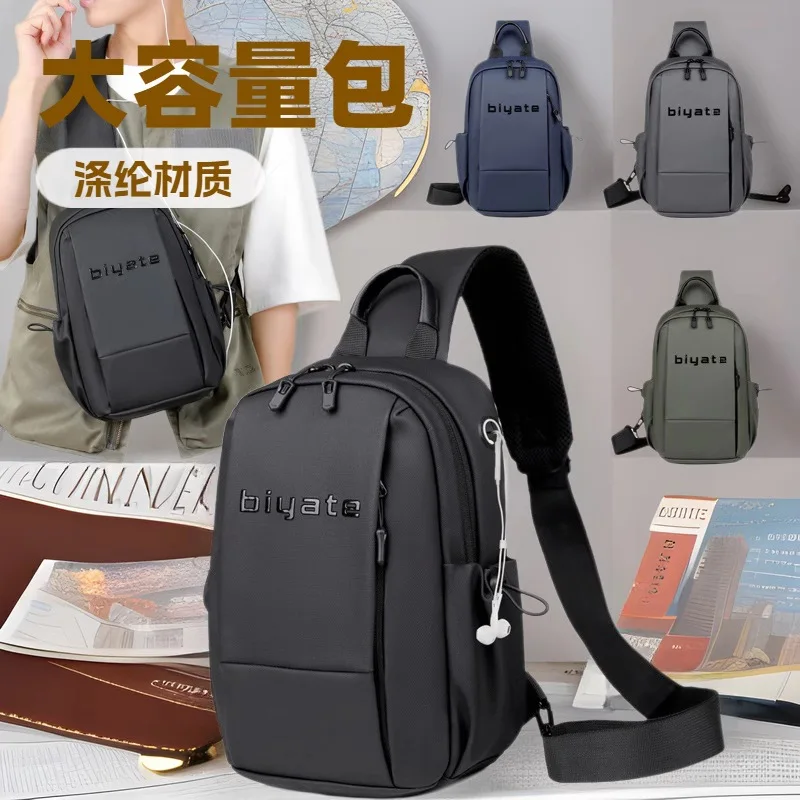 Men's chest bag, anti-splash film water, multi-functional, multi-pocket, dirt-resistant, lightweight, hand-held crossbody bag