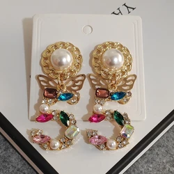 Big Statement Dangle Crystal Earrings For Lady 5 Digital  Butterfly Drop Jewelry