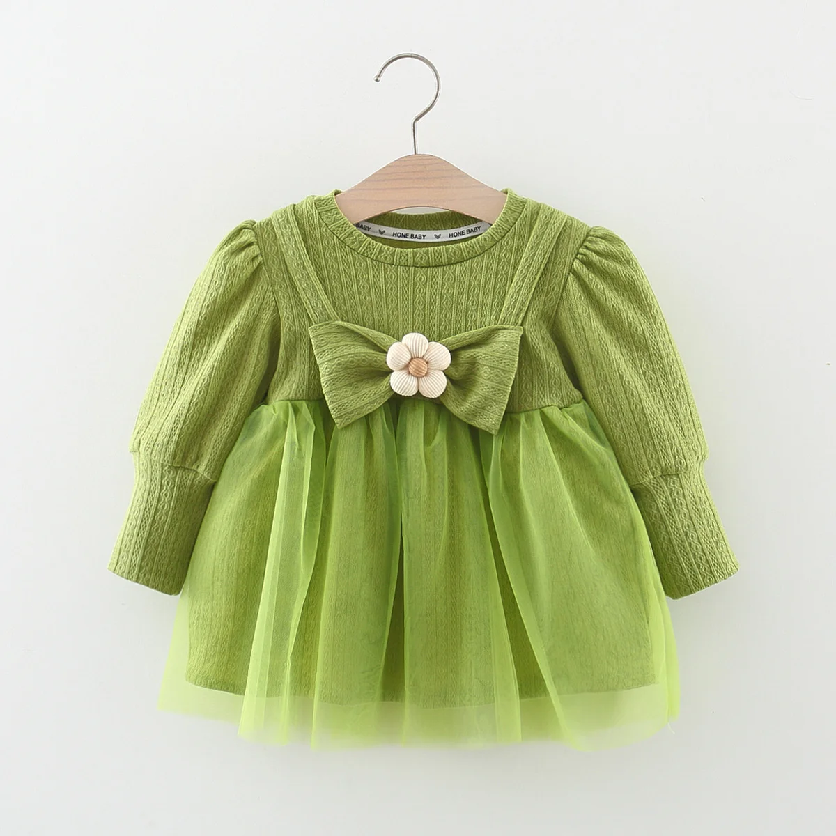 Spring And Autumn Korean Edition Baby Princess Dress Girl Baby Strap Mesh Flower Solid Birthday Party Dress