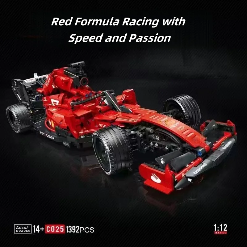 

1300+PCS Red Formula Racing Building Blocks Toy, Home Display and Personal Collection, Festival Gift (Box less Static Version)