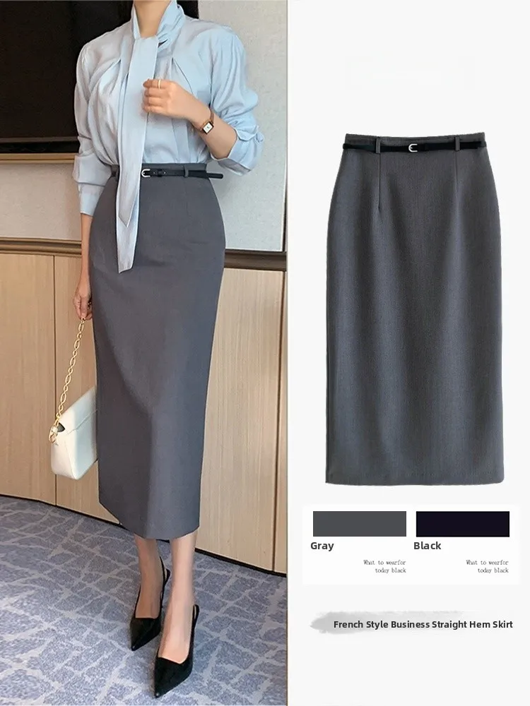 

High Waist Straight Cut Skirt Women's Spring Autumn New Sle Ele Bodycon Korean Version Slimming Suit Long Skirt