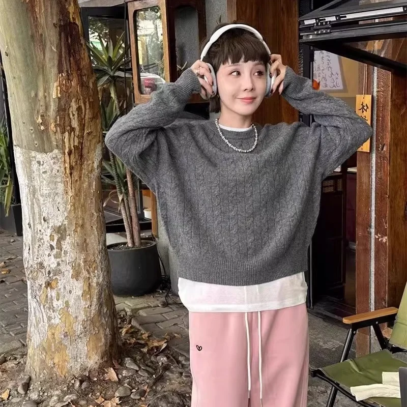 เสื้อสเวตเตอร์ขนแกะเมอริโนแท้ 100% แฟชั่นหรูหรา เสื้อพัลโอเวอร์แคชเมียร์ ผู้หญิง คอโอ แขนยาว เสื้อถักนิตติ้ง เสื้อผ้าพื้นฐาน เสื้อจัมเปอร์