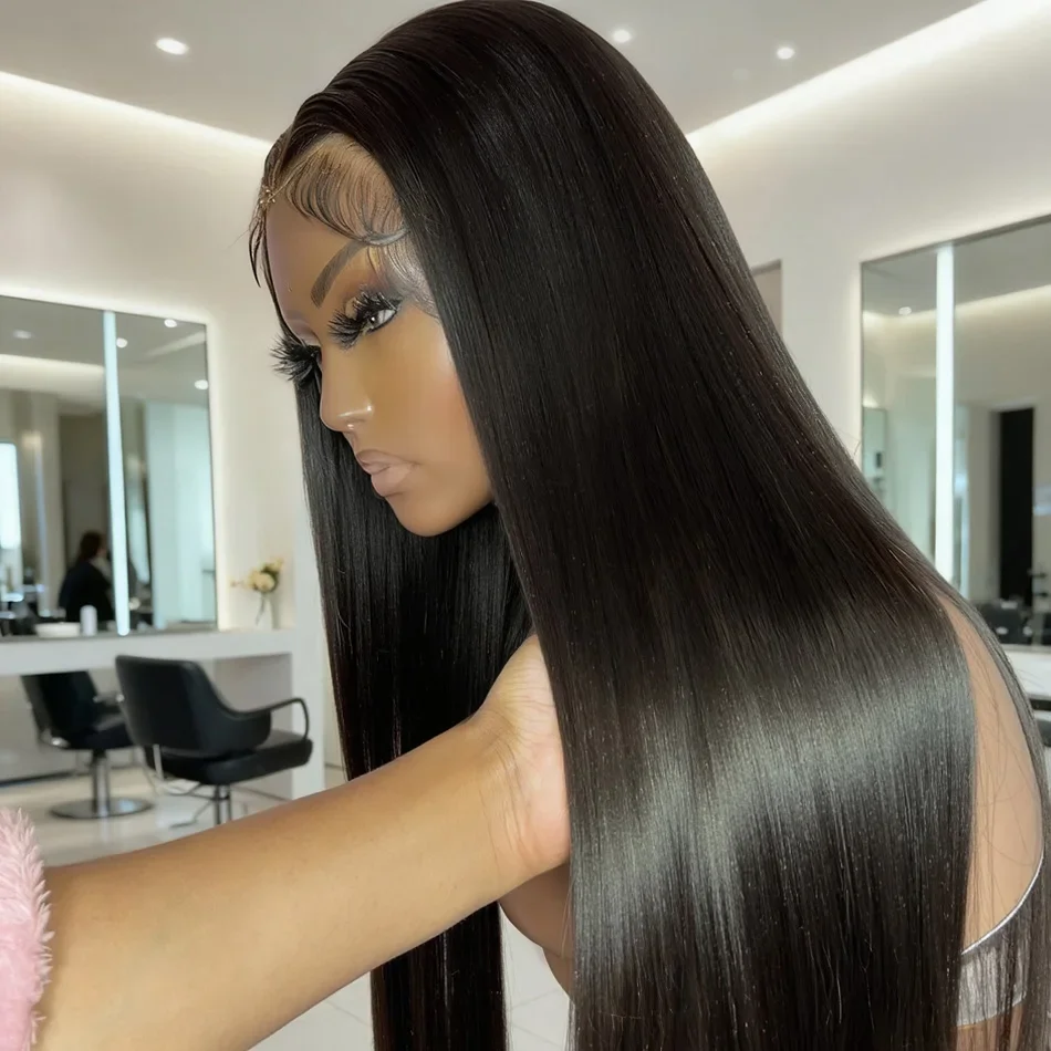 

36 40 дюймов 13x4 13x6 HD Прозрачные костяные прямые парики фронта шнурка 250% Бразильские парики из человеческих волос 5x5 Бесклеевые парики для женщин