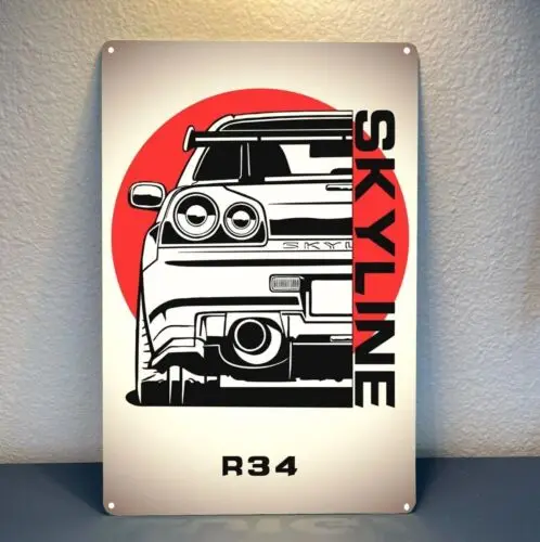 Skyline GTR R34 Car Metal Poster Cartel de chapa 20x30cm-aluminio
