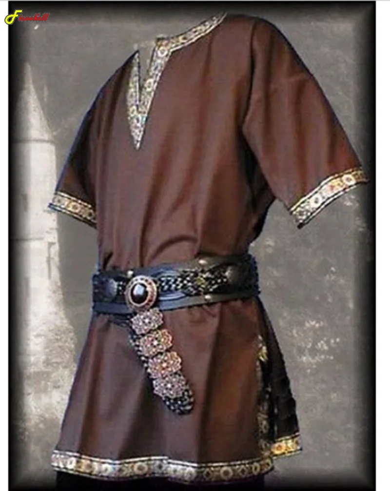 Costumi rinascimentali medievali uomo nobile tunica vichingo aristocratico Chevalier cavaliere guerriero Halloween costumi Cosplay senza cintura