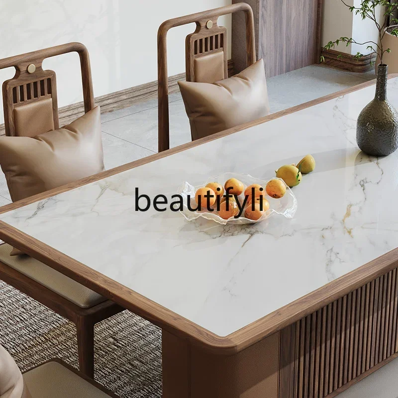 M178 New Chinese-style North American black walnut rectangular dining table and chairs Song-style aesthetic solid wood furniture