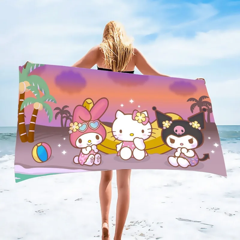 2024Sanrio Hellokitty Bath Towels Microfiber Blanket Quick Drying Beach Towels Printing Towel Summer Swim Shower Towel Blanket