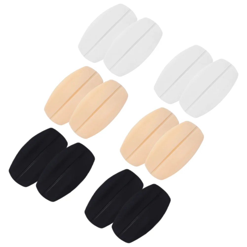 

6pcs Silicone Shoulder Strap Pads Anti-Slip Bra Cushions Black Light Skin White Relieves Pressure Bras