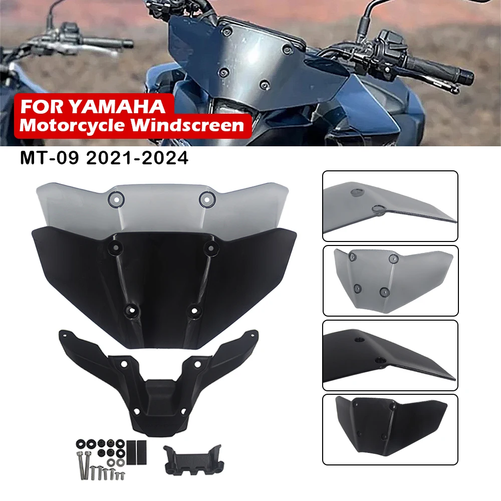 

MT09 Motorcycle Windshield For YAMAHA MT 09 MT-09 SP 2021-2024 2022 2023 Wind Screen Shield Deflector Cover Protector Windscreen