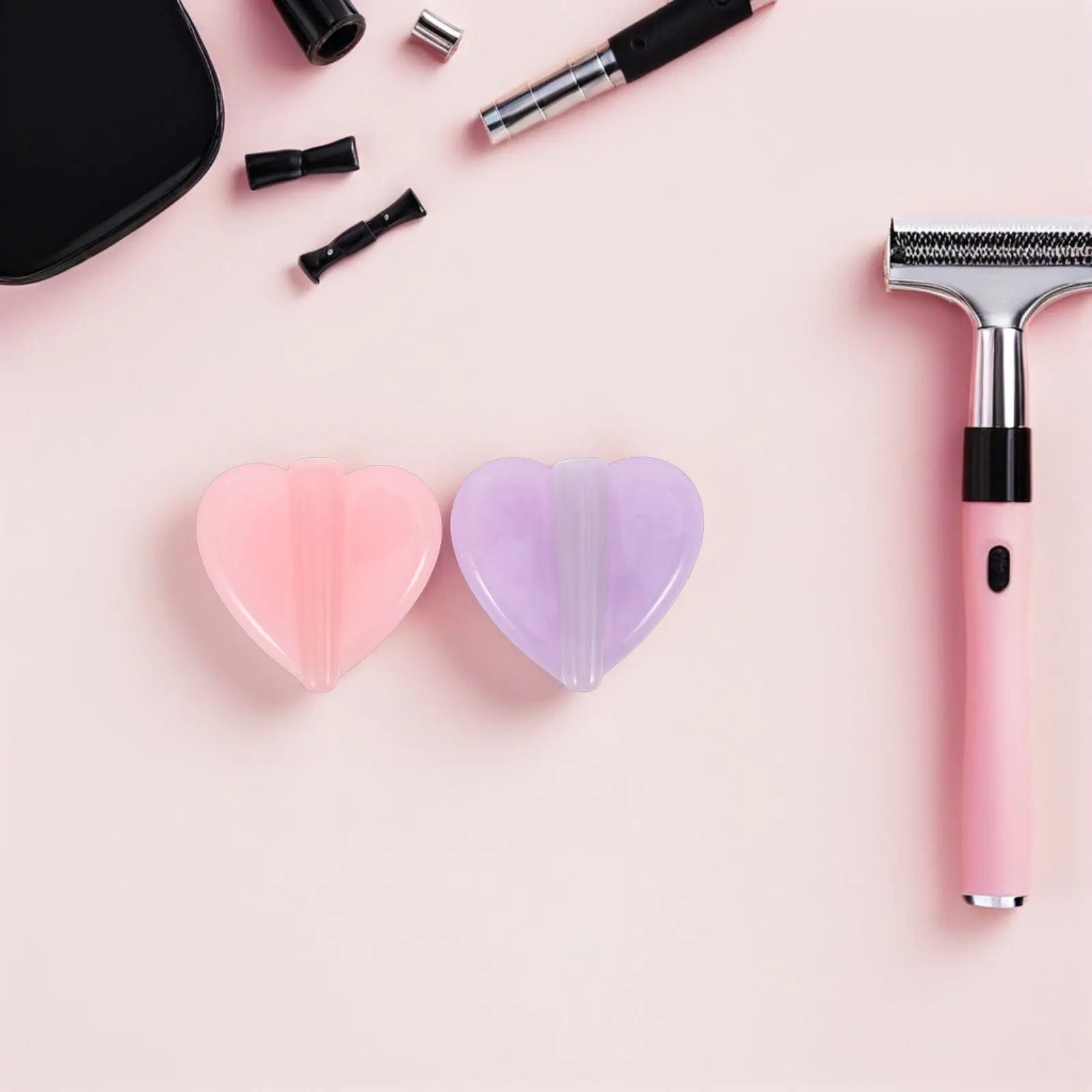 2Sets Artistic Nail Embossed Mold Heart Shape Bending Frame Acrylic Nail Art Tool DIY Home Design Manicure Equipment Gold Piece