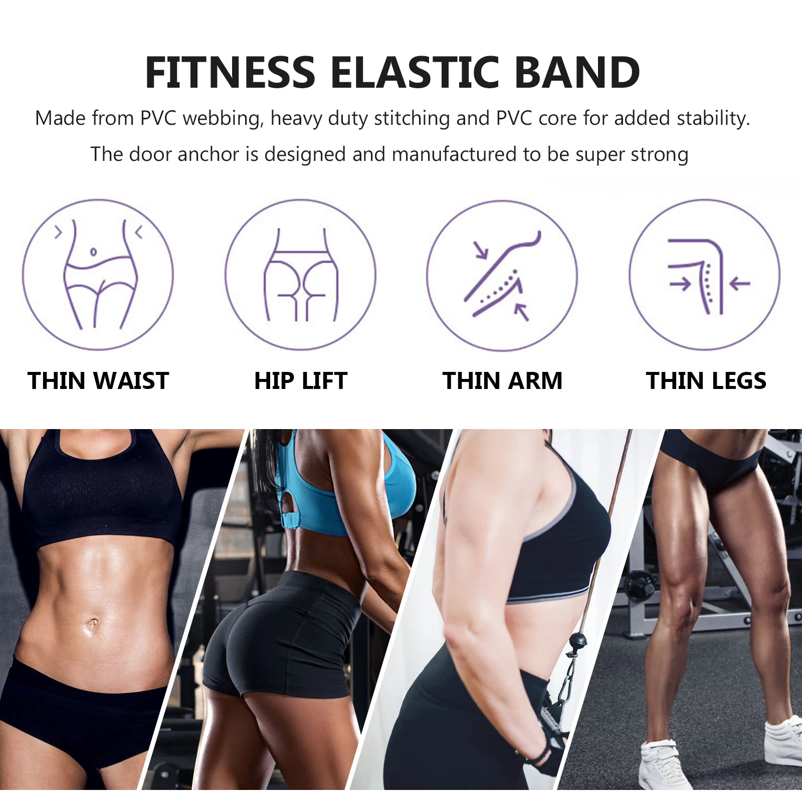 

2pcs Super Strong PVC Webbing Door Anchor for Fitness Training Resistance Bands Bar Straps Anti Scratch Dents
