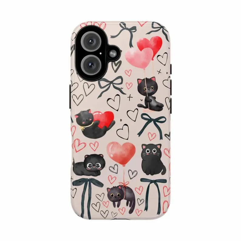 

Black Cat Luxury Design Phone Case for iPhone 17 16 15 14 13 12 11 7 8 Air Pro Max Plus Luxury Double-layer Back Cover
