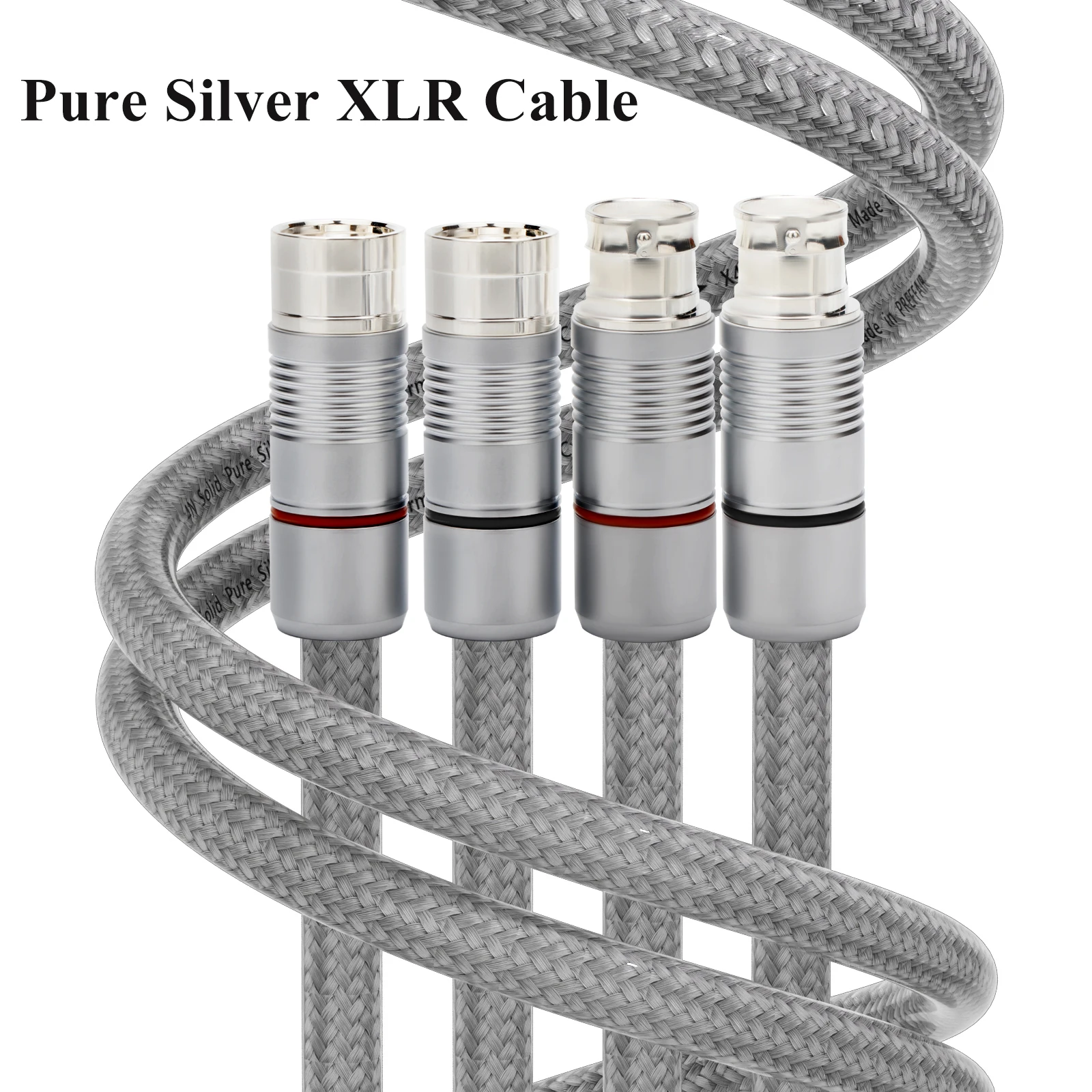 Preffair X451 99.998% Pure Silver XLR Balanced Cable HiFi Audio Interconnect Solid PSS Pure Silver Wire Silver-Plated Plug