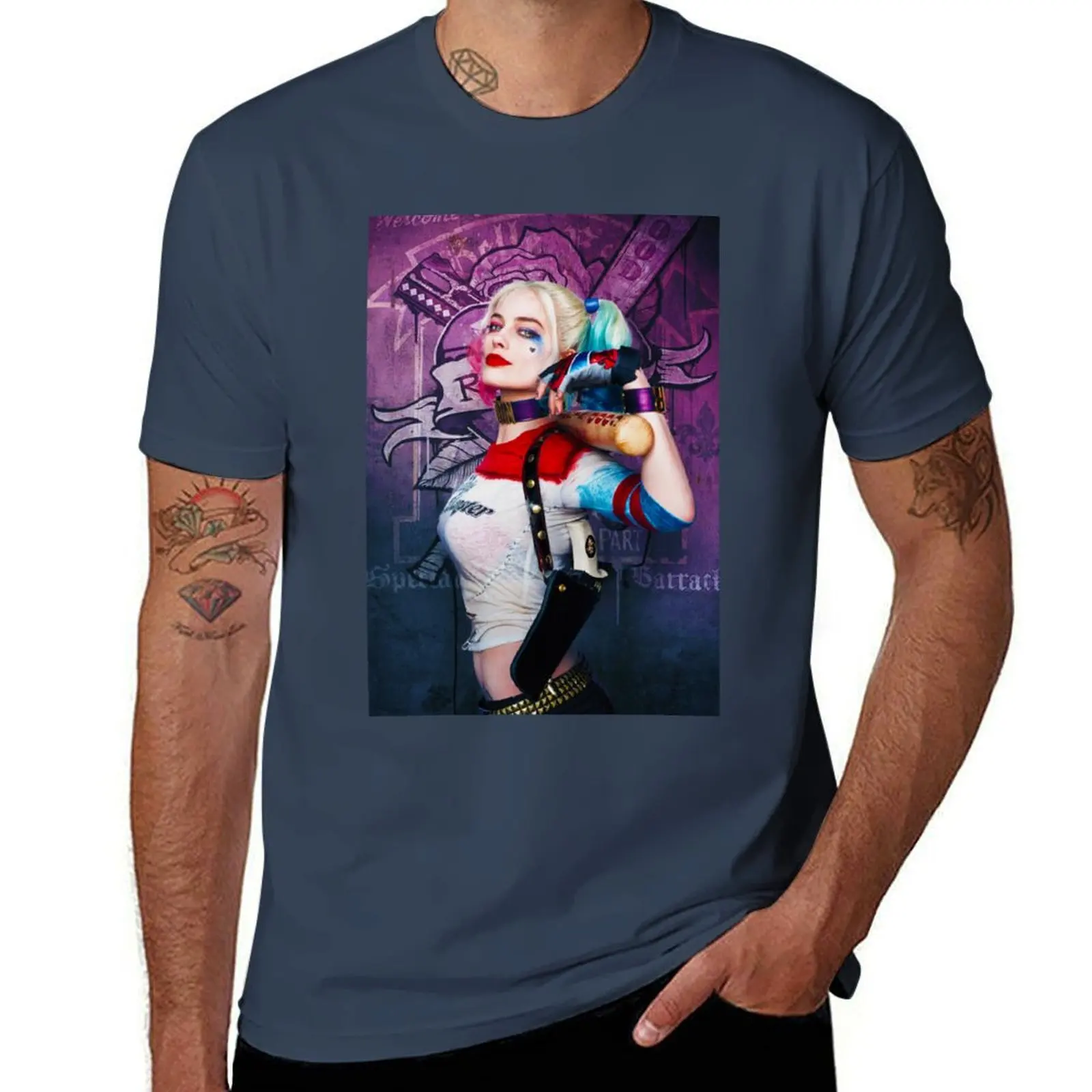 

Margot Robbie Pink Blue pigtails hairstyle T-Shirt t shirts for man cotton funny man t shirts for men T-Shirt