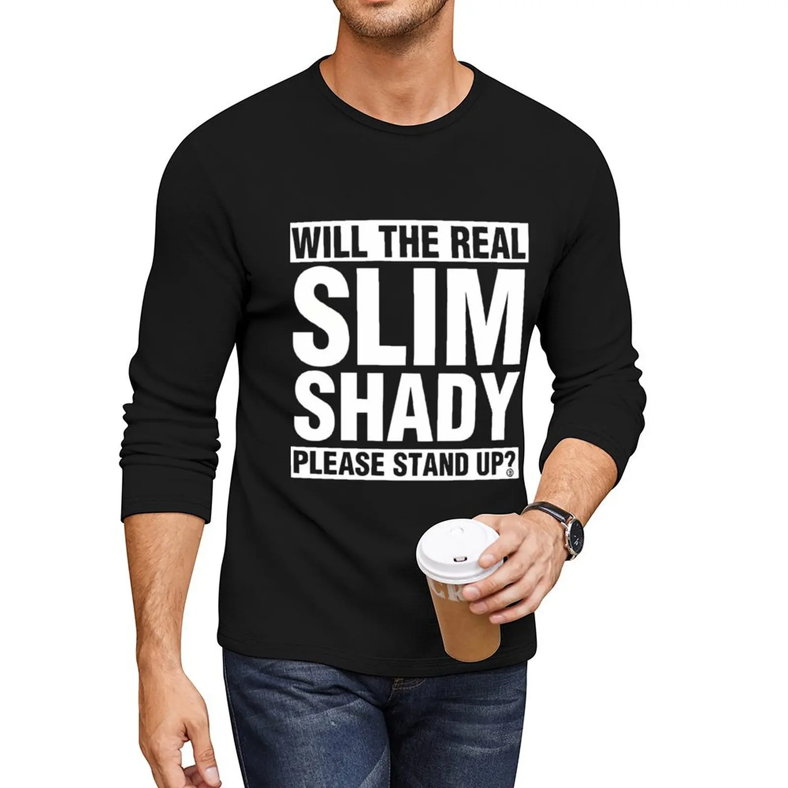 Eminem Merch Please Stand Up \t Long T-Shirt aesthetic clothes custom t shirt men clothing