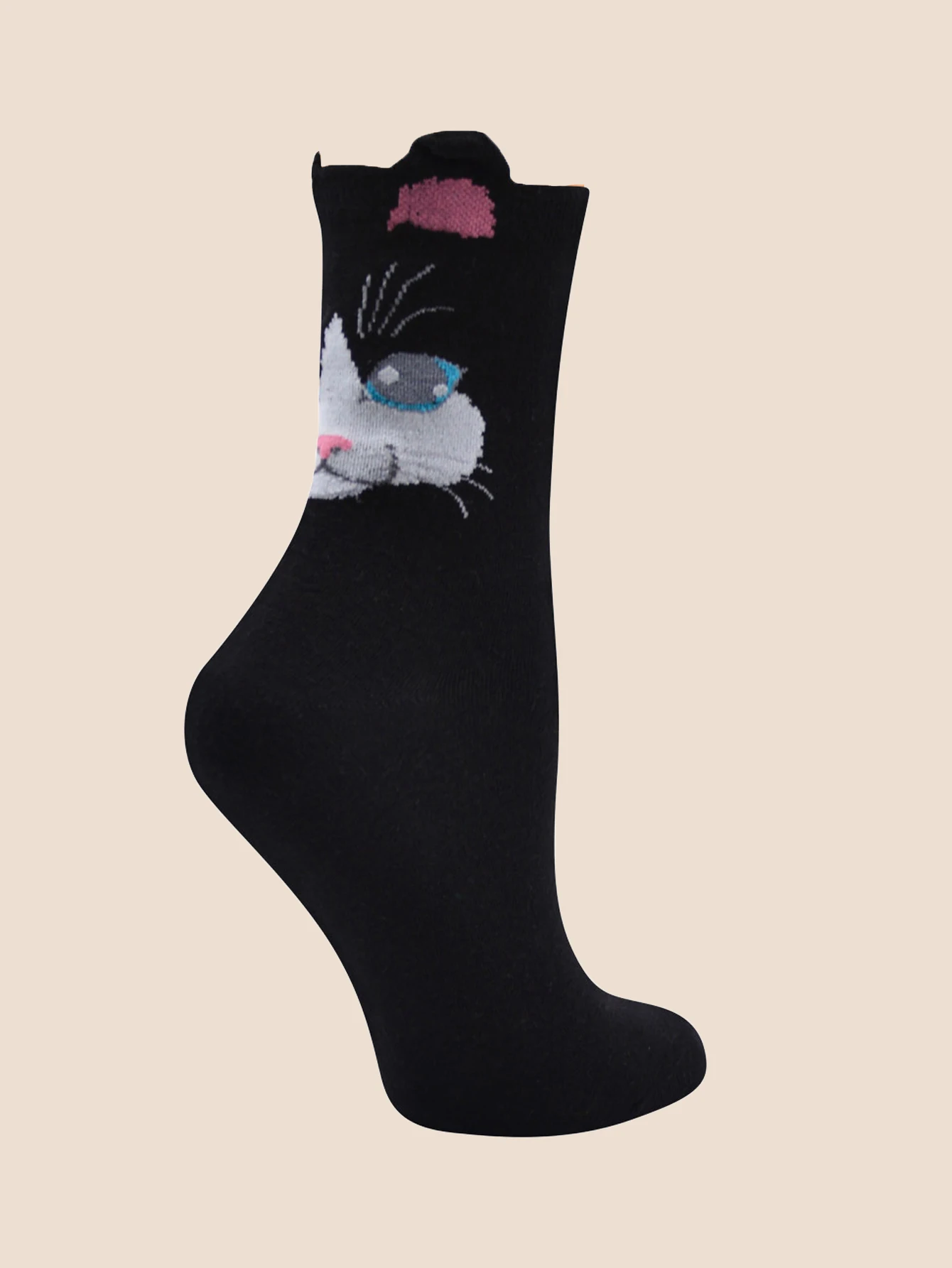 5 pairs of three-dimensional cat socks for men and women  fashionable and fun cat ear socks  pure cotton animal ear tube socks