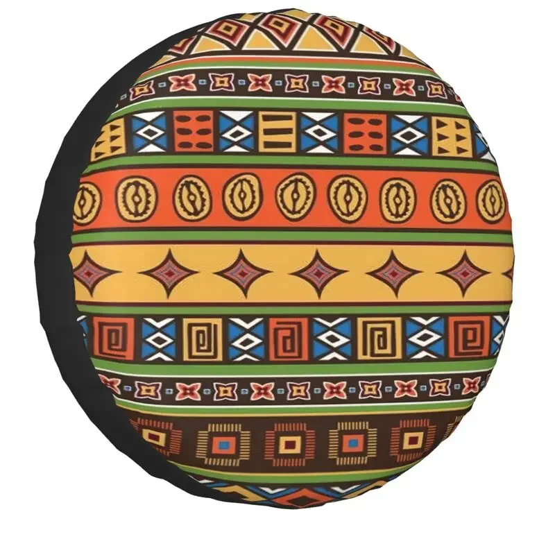 

African Kitenge Ankara Print Spare Tire Cover For Toyota RAV4 Prado Africa Ethnic Art 4WD 4x4 Trailer Car 14" 15" 16" 17" Inch