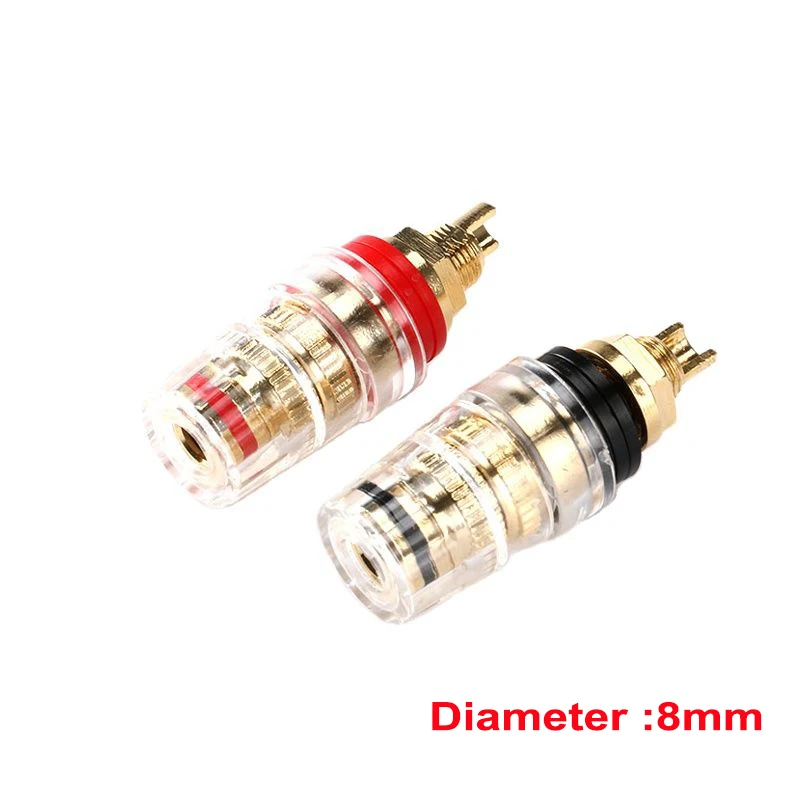 8MM Pure copper gold-plated transparent crystal banana socket speaker amplifier binding post audio speaker wire fixed terminal