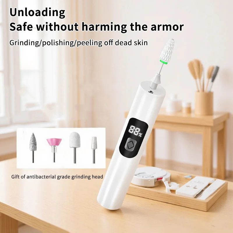 1Set Wireless Nail Drill 35000RPM Manicure Cutter Nail Repair Pedicure Milling Cutter Polisher Sander USB Rechargeable Nail File