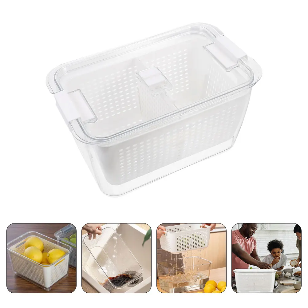 Fruit Storage Container With Drainage Holes Compact Freshness Keeper For Berries Grapes Strawberries Vegetables