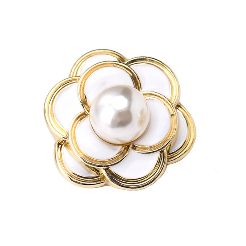 10pcs Flower Pearl Metal Buttons For Clothing Sewing Accessories DIY Designer Luxury Coat Button Craft Supplies
