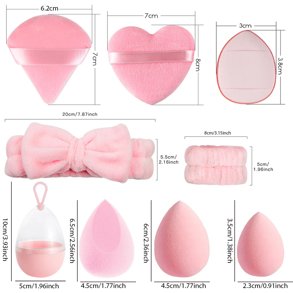 17Pcs Makeup Sponge Blender Set Beauty Egg Foundation Cosmetic Sponges Powder Puff With Wash Face Headbands Women Make Up Tools