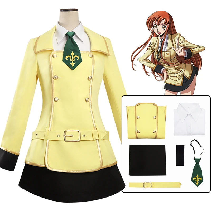 

Shirley Fenette Cosplay Costumes Ashford Academy Uniform Anime Code Geass C.C. Role Paly Female Halloween Carnival Party Dresses