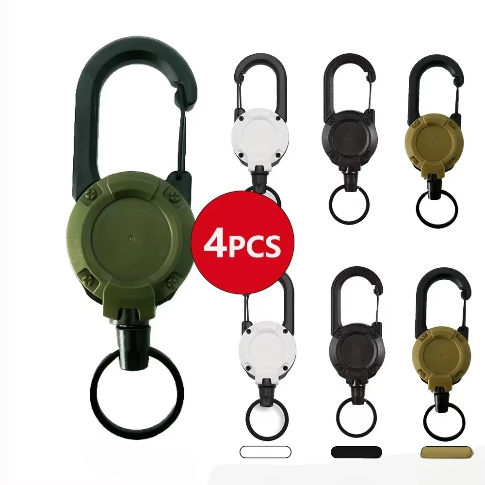 1/2/4pcs Extendable Retractable Holders Keychain Badge Reels Heavy Duty Clip With Carabiner Key Chain For Men Outdoor Bags