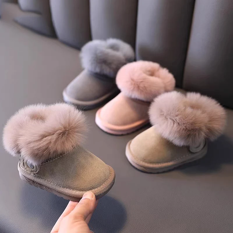 

Новинка 2023 года, зимние детские зимние сапоги для малышей, первые ходунки, плюшевая теплая детская обувь с мягкой подошвой, удобные модные детские зимние сапоги