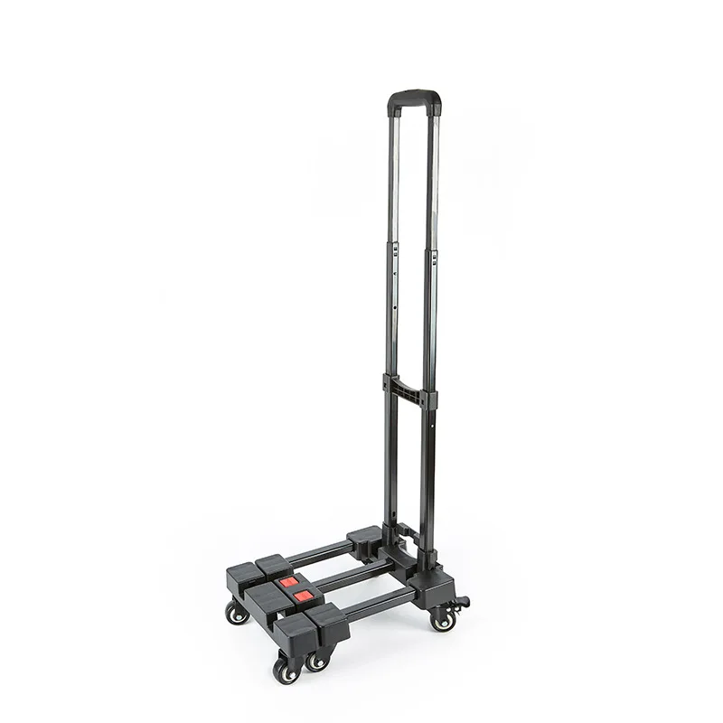 Portable folding luggage cart with brake pull cargo universal wheel luggage cart household trolley small trailer